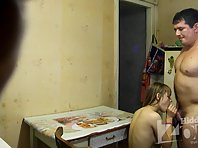 Sp1285# Sex on the kitchen table. Our hidden camera shot all details