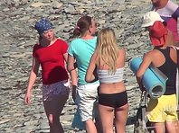 Nu1615# On the beach came a new group of young people. The girls immediately began to take off the