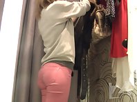 Sp1856# In the fitting room a new visitor - another sexy baby. Let's hope she does not notice the 