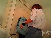 Wc3151# Tanned woman in red panties pee while standing. Our cameraman caught her round ass and hairy