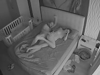 Pv35094# Hiddencam in the bedroom. A hidden camera caught a naked tanned couple in the bedroom